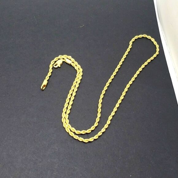 14k rope chain necklace Gold plated unisex 18'' 3mm - Picture 4 of 7